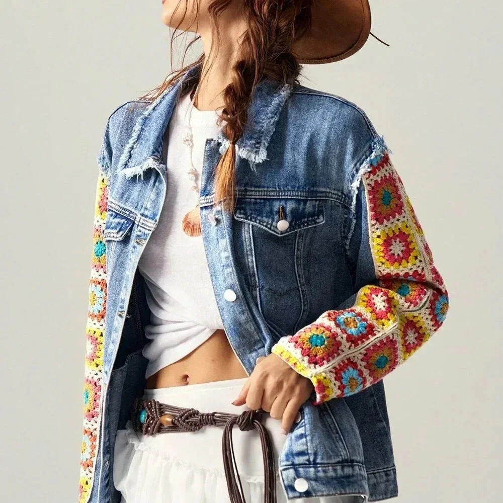 Blue Casual Women's Floral Print Drop Shoulder Long Sleeve Woven Jacket - Picture 3 of 8